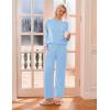 Ekouaer Womens Pajama Sets Fuzzy Fleece Long Sleeve Sleepwear Comfy Pjs 2 Piece Lounge Set Nightwear with Poeckts S-XXL(Light Blue)