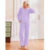 Ekouaer Womens Pajama Sets Fuzzy Fleece Long Sleeve Sleepwear Comfy Pjs 2 Piece Lounge Set Nightwear with Poeckts S-XXL(Lilac)