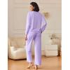 Ekouaer Womens Pajama Sets Fuzzy Fleece Long Sleeve Sleepwear Comfy Pjs 2 Piece Lounge Set Nightwear with Poeckts S-XXL(Lilac)