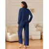 Ekouaer Womens Pajama Sets Fuzzy Fleece Long Sleeve Sleepwear Comfy Pjs 2 Piece Lounge Set Nightwear with Poeckts S-XXL(Navy Blue)