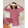 Ekouaer Womens Pajama Sets Fuzzy Fleece Long Sleeve Sleepwear Comfy Pjs 2 Piece Lounge Set Nightwear with Poeckts S-XXL(Pale Violet Red)