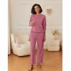 Ekouaer Womens Pajama Sets Fuzzy Fleece Long Sleeve Sleepwear Comfy Pjs 2 Piece Lounge Set Nightwear with Poeckts S-XXL(Pale Violet Red)