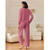 Ekouaer Womens Pajama Sets Fuzzy Fleece Long Sleeve Sleepwear Comfy Pjs 2 Piece Lounge Set Nightwear with Poeckts S-XXL(Pale Violet Red)