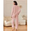 Ekouaer Womens Pajama Sets Fuzzy Fleece Long Sleeve Sleepwear Comfy Pjs 2 Piece Lounge Set Nightwear with Poeckts S-XXL(Pink)