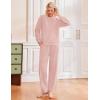 Ekouaer Womens Pajama Sets Fuzzy Fleece Long Sleeve Sleepwear Comfy Pjs 2 Piece Lounge Set Nightwear with Poeckts S-XXL(Pink)