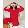 Ekouaer Womens Pajama Sets Fuzzy Fleece Long Sleeve Sleepwear Comfy Pjs 2 Piece Lounge Set Nightwear with Poeckts S-XXL(Red)