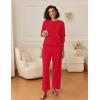 Ekouaer Womens Pajama Sets Fuzzy Fleece Long Sleeve Sleepwear Comfy Pjs 2 Piece Lounge Set Nightwear with Poeckts S-XXL(Red)