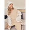 Ekouaer Womens Pajama Sets Fuzzy Fleece Sleepwear Long Sleeve Pjs 2 Piece Lounge Set Fall Outfits Sweater Nightwear S-XXL(Beige)