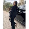 Ekouaer Womens Pajama Sets Fuzzy Fleece Sleepwear Long Sleeve Pjs 2 Piece Lounge Set Fall Outfits Sweater Nightwear S-XXL(Black)