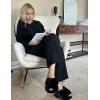 Ekouaer Womens Pajama Sets Fuzzy Fleece Sleepwear Long Sleeve Pjs 2 Piece Lounge Set Fall Outfits Sweater Nightwear S-XXL(Black)