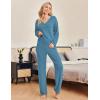 Ekouaer Womens Pajama Sets Fuzzy Fleece Sleepwear Long Sleeve Pjs 2 Piece Lounge Set Fall Outfits Sweater Nightwear S-XXL(Blue)