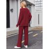 Ekouaer Womens Pajama Sets Fuzzy Fleece Sleepwear Long Sleeve Pjs 2 Piece Lounge Set Fall Outfits Sweater Nightwear S-XXL(Brick Red)