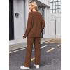 Ekouaer Womens Pajama Sets Fuzzy Fleece Sleepwear Long Sleeve Pjs 2 Piece Lounge Set Fall Outfits Sweater Nightwear S-XXL(Brown)