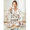 Ekouaer Womens Pajama Sets Fuzzy Fleece Sleepwear Long Sleeve Pjs 2 Piece Lounge Set Fall Outfits Sweater Nightwear S-XXL(Brown Pattern)