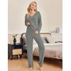 Ekouaer Womens Pajama Sets Fuzzy Fleece Sleepwear Long Sleeve Pjs 2 Piece Lounge Set Fall Outfits Sweater Nightwear S-XXL(Dark Gray)