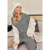 Ekouaer Womens Pajama Sets Fuzzy Fleece Sleepwear Long Sleeve Pjs 2 Piece Lounge Set Fall Outfits Sweater Nightwear S-XXL(Dark Gray)