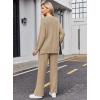 Ekouaer Womens Pajama Sets Fuzzy Fleece Sleepwear Long Sleeve Pjs 2 Piece Lounge Set Fall Outfits Sweater Nightwear S-XXL(Khaki)