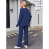 Ekouaer Womens Pajama Sets Fuzzy Fleece Sleepwear Long Sleeve Pjs 2 Piece Lounge Set Fall Outfits Sweater Nightwear S-XXL(Navy)
