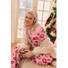 Ekouaer Womens Pajama Sets Fuzzy Fleece Sleepwear Long Sleeve Pjs 2 Piece Lounge Set Fall Outfits Sweater Nightwear S-XXL(Red Leopard Print)