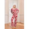 Ekouaer Womens Pajama Sets Fuzzy Fleece Sleepwear Long Sleeve Pjs 2 Piece Lounge Set Fall Outfits Sweater Nightwear S-XXL(Red Leopard Print)