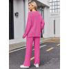 Ekouaer Womens Pajama Sets Fuzzy Fleece Sleepwear Long Sleeve Pjs 2 Piece Lounge Set Fall Outfits Sweater Nightwear S-XXL(Rose)