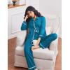 Ekouaer Womens Pajama Sets Long Sleeve Sleepwear Soft Button Down Pjs 2 Piece Loungewear witn Pants S-XXL(Blue Green)