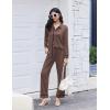 Ekouaer Womens Pajama Sets Long Sleeve Sleepwear Soft Button Down Pjs 2 Piece Loungewear witn Pants S-XXL(Brown)