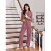 Ekouaer Womens Pajama Sets Long Sleeve Sleepwear Soft Button Down Pjs 2 Piece Loungewear witn Pants S-XXL(Old Rose)