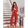 Ekouaer Womens Pajama Sets Long Sleeve Sleepwear Soft Button Down Pjs 2 Piece Loungewear witn Pants S-XXL(Red)