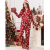 Ekouaer Womens Pajama Sets Long Sleeve Sleepwear Soft Button Down Pjs 2 Piece Loungewear witn Pants S-XXL(Red Santa)