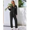 Ekouaer Womens Pajamas Set Long Sleeve Sleepwear Button Down Lounge Set 2 Pieces Soft Nightwear Lace Pjs Set(Black)