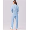 Ekouaer Womens Pajamas Set Long Sleeve Sleepwear Button Down Lounge Set 2 Pieces Soft Nightwear Lace Pjs Set(Clear Blue)