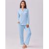 Ekouaer Womens Pajamas Set Long Sleeve Sleepwear Button Down Lounge Set 2 Pieces Soft Nightwear Lace Pjs Set(Clear Blue)