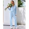 Ekouaer Womens Pajamas Set Long Sleeve Sleepwear Button Down Lounge Set 2 Pieces Soft Nightwear Lace Pjs Set(Clear Blue)