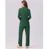 Ekouaer Womens Pajamas Set Long Sleeve Sleepwear Button Down Lounge Set 2 Pieces Soft Nightwear Lace Pjs Set(Deep Green)