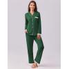 Ekouaer Womens Pajamas Set Long Sleeve Sleepwear Button Down Lounge Set 2 Pieces Soft Nightwear Lace Pjs Set(Deep Green)