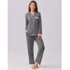 Ekouaer Womens Pajamas Set Long Sleeve Sleepwear Button Down Lounge Set 2 Pieces Soft Nightwear Lace Pjs Set(Deep Grey)