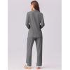 Ekouaer Womens Pajamas Set Long Sleeve Sleepwear Button Down Lounge Set 2 Pieces Soft Nightwear Lace Pjs Set(Deep Grey)