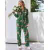 Ekouaer Womens Pajamas Set Long Sleeve Sleepwear Button Down Lounge Set 2 Pieces Soft Nightwear Lace Pjs Set(Green Santa Chair)