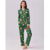 Ekouaer Womens Pajamas Set Long Sleeve Sleepwear Button Down Lounge Set 2 Pieces Soft Nightwear Lace Pjs Set(Green Santa Chair)