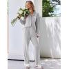 Ekouaer Womens Pajamas Set Long Sleeve Sleepwear Button Down Lounge Set 2 Pieces Soft Nightwear Lace Pjs Set(Light Grey)