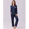 Ekouaer Womens Pajamas Set Long Sleeve Sleepwear Button Down Lounge Set 2 Pieces Soft Nightwear Lace Pjs Set(Navy Blue)