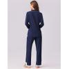 Ekouaer Womens Pajamas Set Long Sleeve Sleepwear Button Down Lounge Set 2 Pieces Soft Nightwear Lace Pjs Set(Navy Blue)