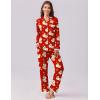 Ekouaer Womens Pajamas Set Long Sleeve Sleepwear Button Down Lounge Set 2 Pieces Soft Nightwear Lace Pjs Set(Red Santa Bell)