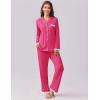 Ekouaer Womens Pajamas Set Long Sleeve Sleepwear Button Down Lounge Set 2 Pieces Soft Nightwear Lace Pjs Set(Rose Red)