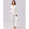 Ekouaer Womens Pajamas Set Long Sleeve Sleepwear Button Down Lounge Set 2 Pieces Soft Nightwear Lace Pjs Set(White)
