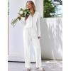 Ekouaer Womens Pajamas Set Long Sleeve Sleepwear Button Down Lounge Set 2 Pieces Soft Nightwear Lace Pjs Set(White)