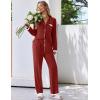 Ekouaer Womens Pajamas Set Long Sleeve Sleepwear Button Down Lounge Set 2 Pieces Soft Nightwear Lace Pjs Set(Wine Red)