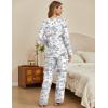 Ekouaer Women’s Pajamas Sets 2 piece PJs V Neck Long Sleeve Sleepwear Comfy Pants Loungewear with Pocket(Black Rabbit)