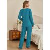 Ekouaer Women’s Pajamas Sets 2 piece PJs V Neck Long Sleeve Sleepwear Comfy Pants Loungewear with Pocket(Blue Green)